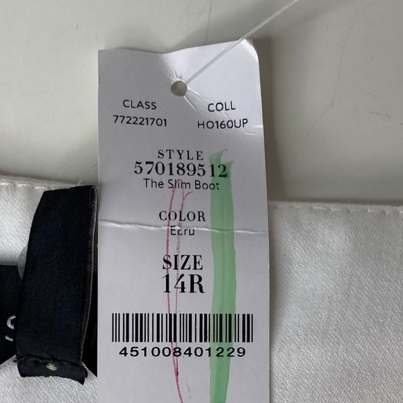 White House Black Market The Slim Boot Pants Ecru Cream White Size 14R New - Picture 4 of 12